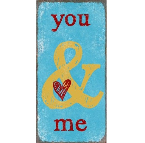 Plåtskylt med magnet you and me shabby chic lantlig stil