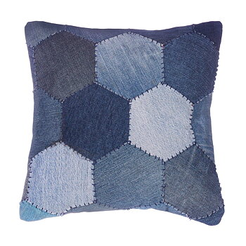 Kuddfodral / Kudde  Bohemian Denim quilt shabby chic lantlig stil Gårdsromantik