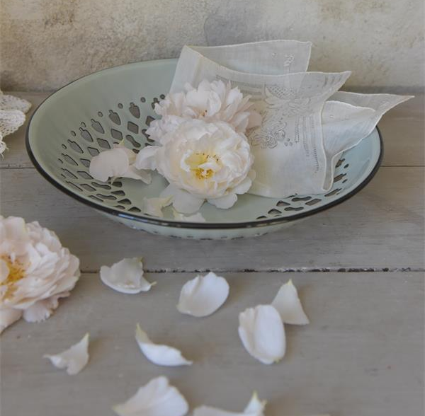 Gammaldags fat ljusgrön emaljerad Lantlig Romantik shabby chic