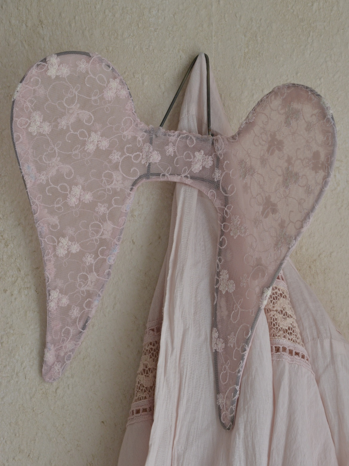 Vingar änglavingar blekrosa rosa spets tyll shabby chic, lantlig stil - 2
