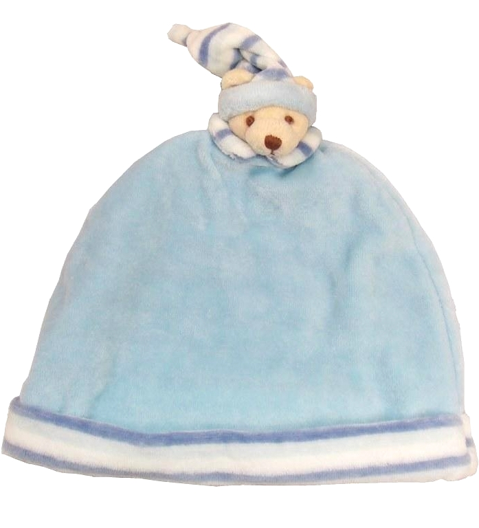 Babymössa blå med nalle Bukowski design