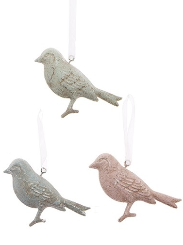 Fågel plåt pastel grön blå rosa shabby chic lantlig stil