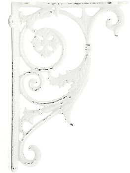 Antikvit vit stor konsoll hyllbärare gjutjärn snirklig shabby chic lantlig stil