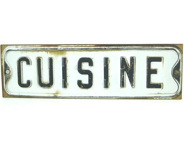 Cuisine Köksskylt i form av bilplåt shabby chic lantlig stil