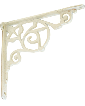 Konsoll gjutjärn vit antik-vit snirklig hyllbärare gjutjärnskonsoll shabby chic lantlig stil