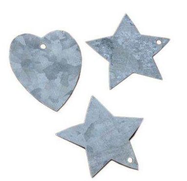 Hjärta och stjärna zink  3 set shabby chic lantlig stil Gårdsromantik