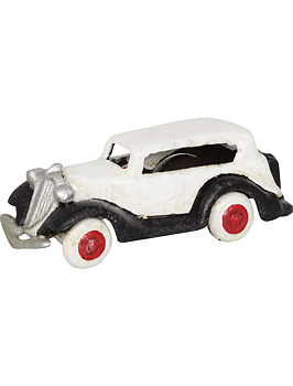 Vit liten "Ford" bil leksak i gjutjärn shabby chic lantlig stil