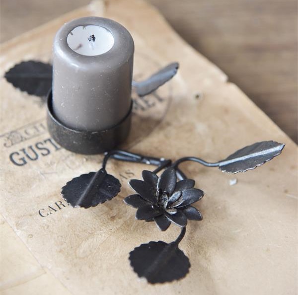 Ljushållare Jeanne dÁrc Living  mörk antik metall blomblad shabby chic lantlig stil