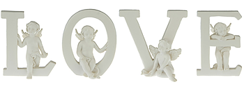 Bokstäver LOVE änglar shabby chic lantlig stil
