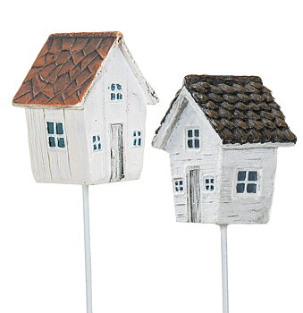 Litet vitt hus på pinne stick shabby chic lantlig stil Gårdsromantik