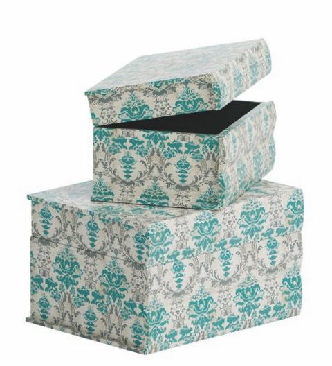 Koffertar askar Medaljong Barock i trä laminerat mönster 2 storlekar shabby chic lantlig stil
