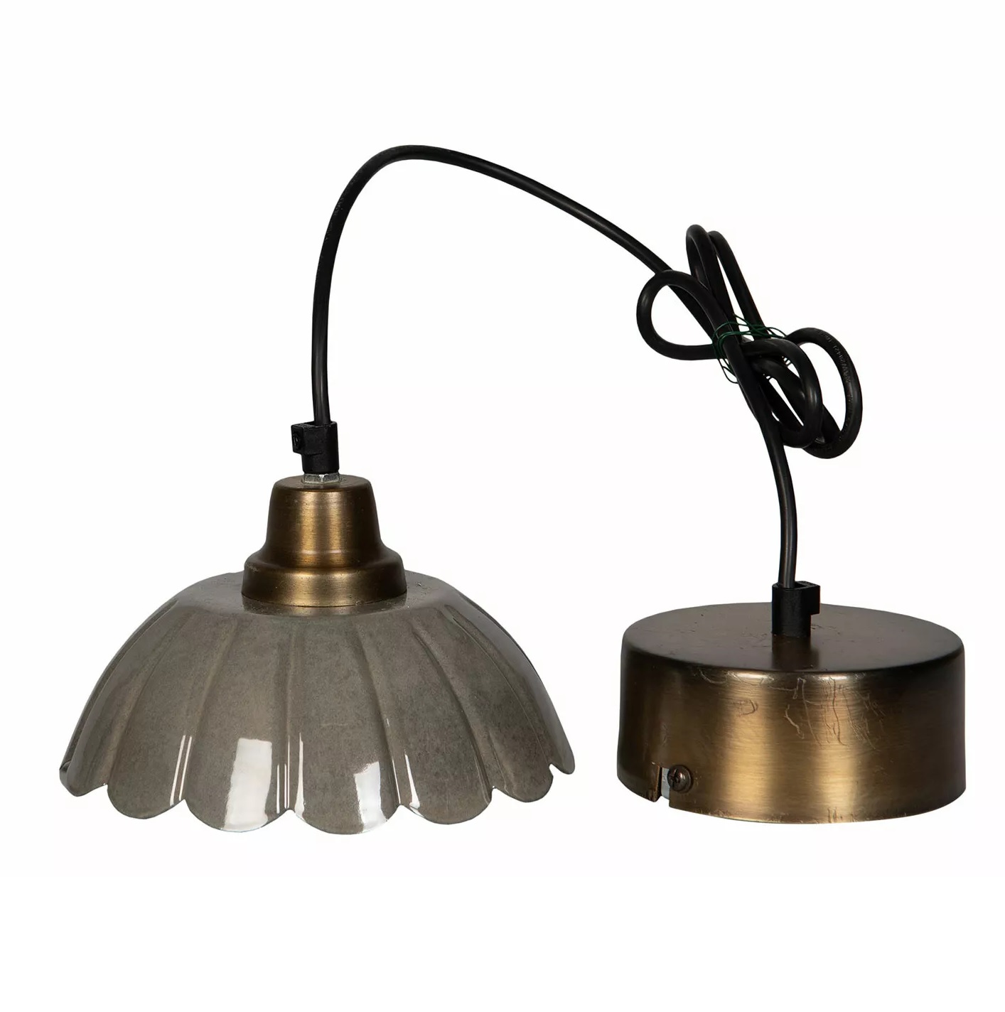 Taklampa emalj Flower plåt grå takkopp shabby chic lantlig stil inredning Gårdsromantik - 2