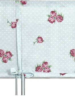 Hissgardin prickar och rosor turkosgrön 140 cm shabby chic lantlig stil