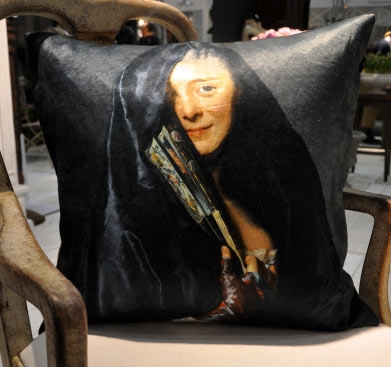 Kuddfodral Damen med slöja Alexander Roslin shabby chic lantlig stil