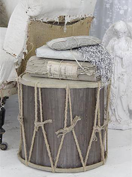 Trumma X-stor i trä antik stil shabby chic lantlig stil