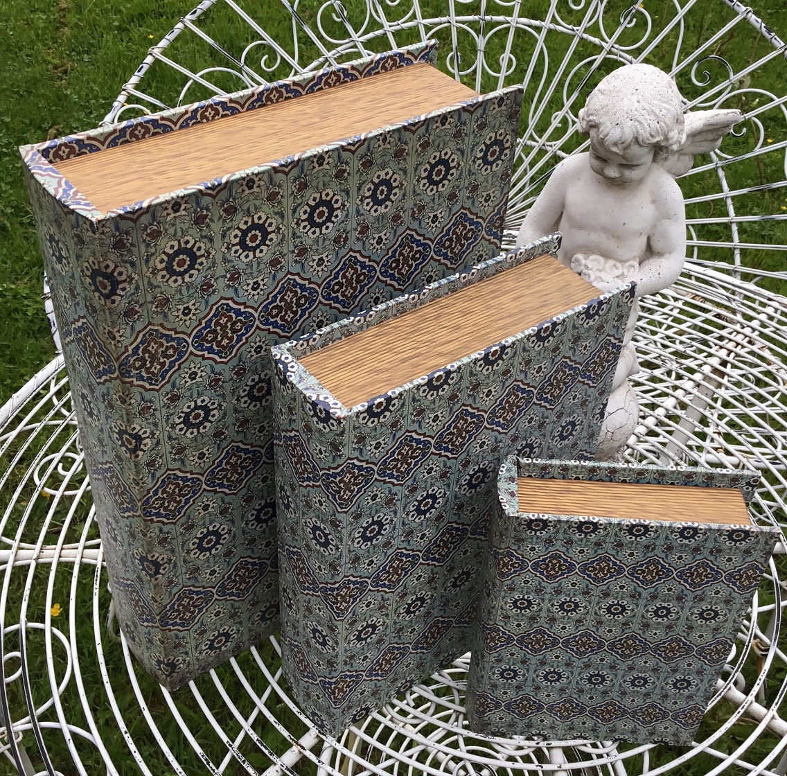 Boklåda bokgömma bokask Tiles turkos shabby chic lantlig stil