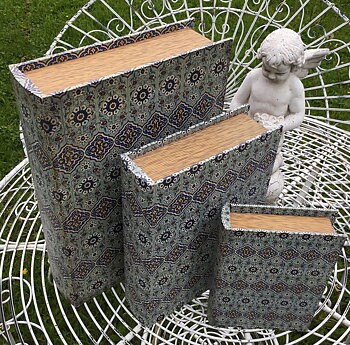 Boklåda bokgömma bokask Tiles turkos shabby chic lantlig stil