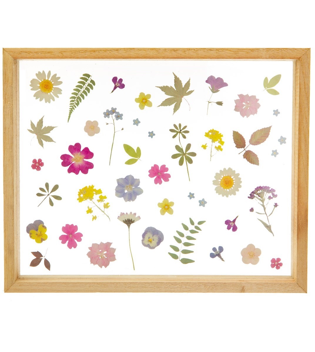 "Pressade" ängsblommor i ram dekoration shabby chic lantlig stil gammalsvenska Gårdsromantik