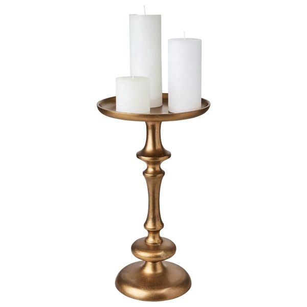 Ljusstake blockljus / uppläggningsfat mässingfärgad shabby chic lantlig stil Gårdsromantik