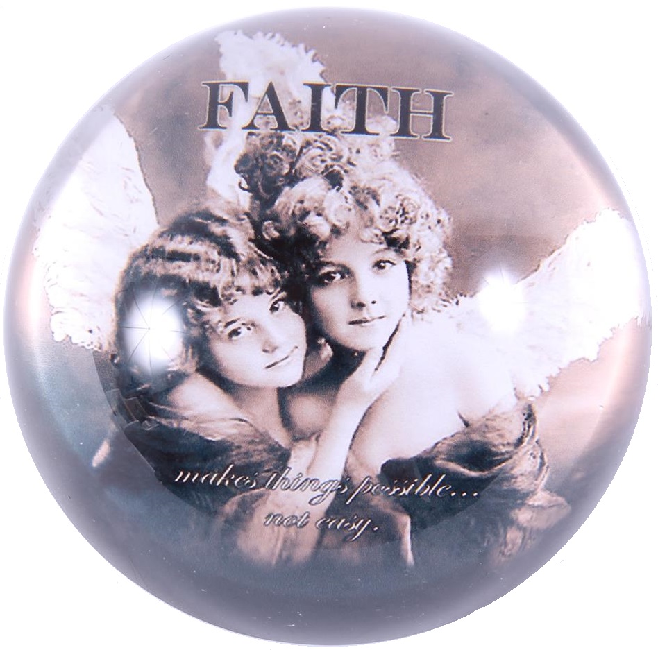 Pappersvikt i glas vintage Faith shabby chic lantlig stil