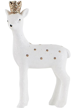 Vitt rådjur med krona dekoration shabby chic lantlig stil