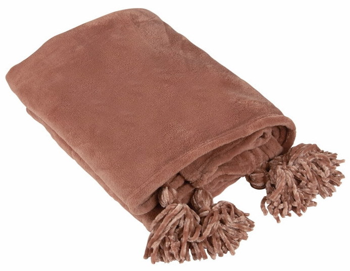 Pläd Tassel Svart, Puderrosa, Rost shabby chic lantlig stil - 3