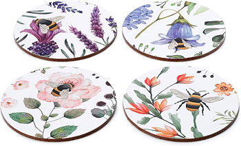 Underlägg glasunderlägg Humla samlar nektar 4 st shabby chic lantlig stil Gårdsromantik