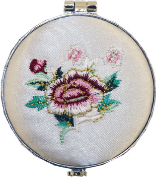 Fickspegel vit med ros broderi shabby chic lantlig stil