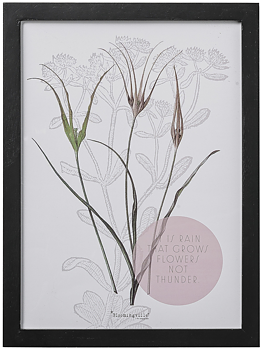 Tavla It is rain that Grows Flowers not Thunder Bloomingville svart träram shabby chic lantlig stil
