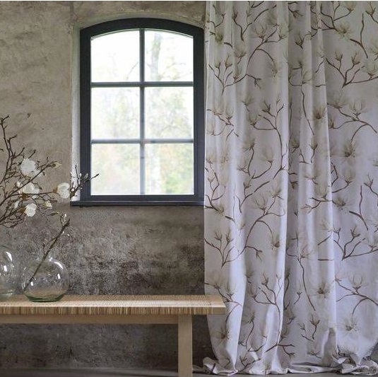 Gardinlängder 2 st vita Magnolia lantlig stil Gårdsromantik