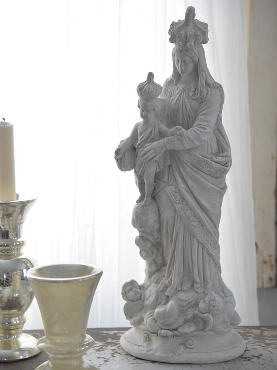 Madonna med krona och barn shabby chic lantlig stil fransk lantstil