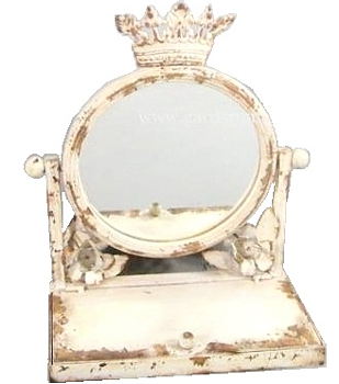 Spegel bordsspegel romantisk med rosor och krona i smide shabby chic