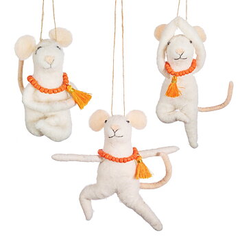 Handgjorda Yoga möss mus i tovad ull shabby chic lantlig stil Gårdsromantik.