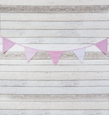 Vimplar vimpelslinga rosa 4,5 m 15 flaggor shabby chic lantlig stil - 2