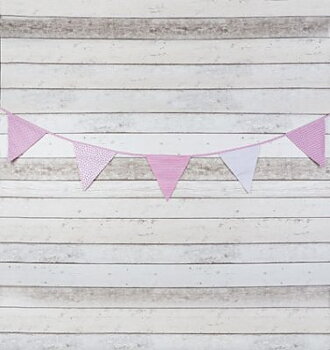 Vimplar vimpelslinga rosa 4,5 m 15 flaggor shabby chic lantlig stil