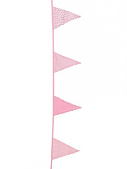 Vimplar vimpelslinga rosa 4,5 m 15 flaggor shabby chic lantlig stil - 4