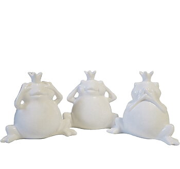Grodor grodprinsar 3 set inte se höra tala vit porslin shabby chic lantlig stil