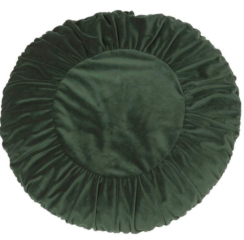Kuddfodral runt mormor mörkgrön sammet shabby chic lantlig stil