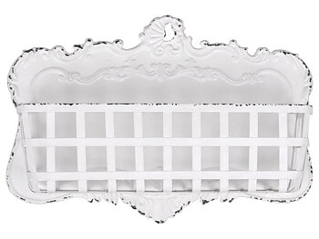 Väggkorg i vit antikmetall shabby chic lantlig stil