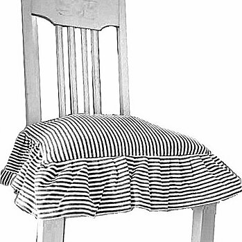 Stolsfodral volang knytband svart vit randigt shabby chic lantlig stil