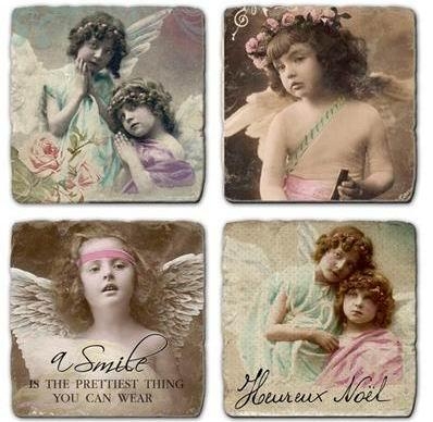 Glasunderlägg Angels Pastel Gårdsromantik