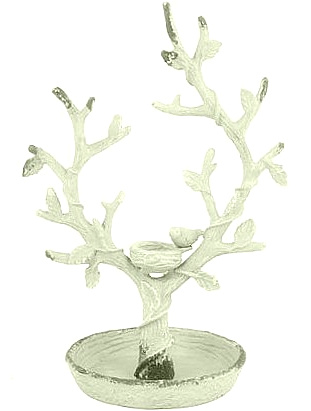 Smyckesställ smyckeshållare antikvit smide fågel shabby chic lantlig stil