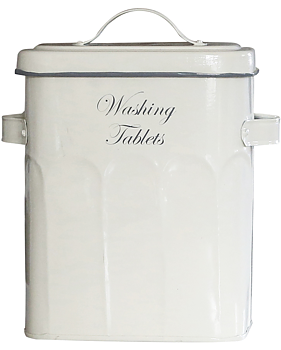 Diskmedel tabletter förvaring  Antiquecreme emalj shabby chic lantlig stil Gårdsromantik