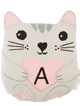 Katt mini kudde A bokstav bomull barnrum shabby chic lantlig stil