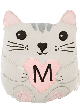 Katt mini kudde M bokstav bomull barnrum shabby chic lantlig stil