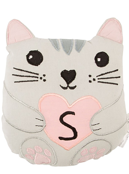 Katt mini kudde bokstav S  bomull barnrum shabby chic lantlig stil