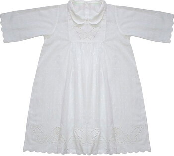 Ljuvlig vit barnklänning klänning broderad fjärilar lantlig stil shabby chic