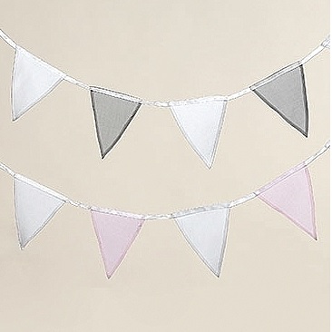 Flaggspel vimplar pastell rosa vit / grå vit shabby chic lantlig stil - 2