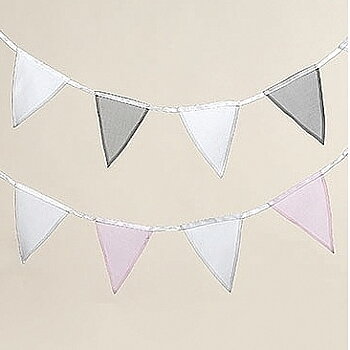 Flaggspel vimplar pastell rosa vit / grå vit shabby chic lantlig stil
