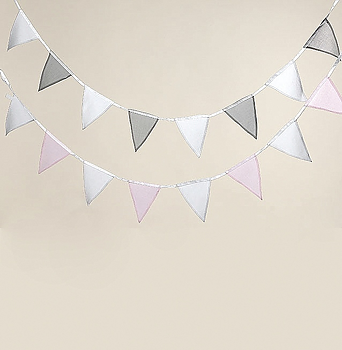 Flaggspel vimplar pastell rosa vit / grå vit shabby chic lantlig stil
